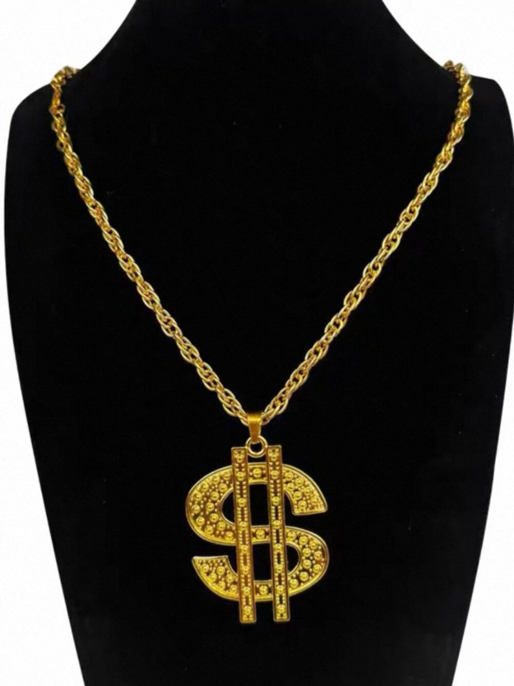 Iced Out Gold Dollar Sign Pendant Necklace Hip Hop Big Money Symbol Chunky Chain